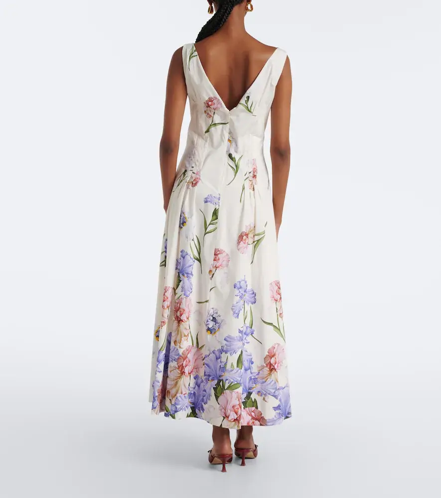 Oscar de la Renta Floral cotton poplin cocktail dress | Thumbnail 3