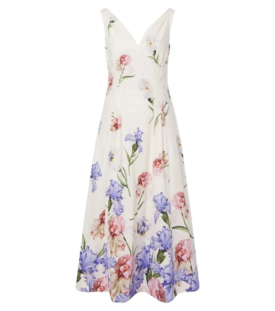 Floral cotton poplin cocktail dress Floral cotton poplin cocktail dress