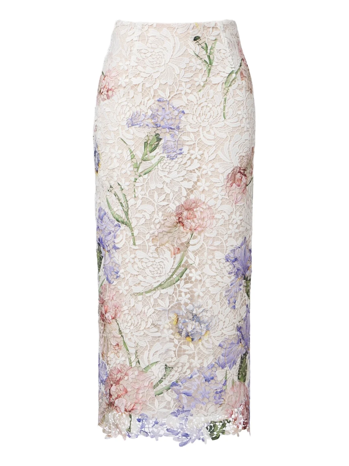 Oscar de la Renta Floral guipure lace midi skirt