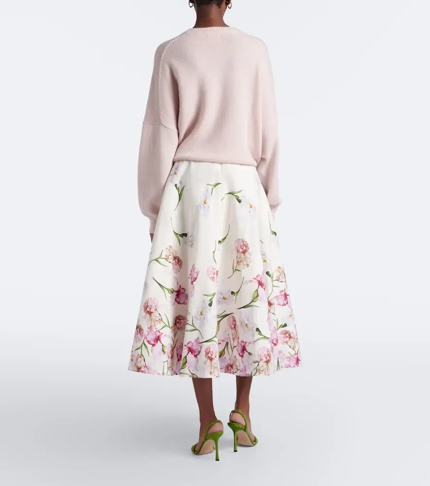 Oscar de la Renta Floral cotton-blend poplin midi skirt | Thumbnail 3 Oscar de la Renta Floral cotton-blend poplin midi skirt | Thumbnail 3