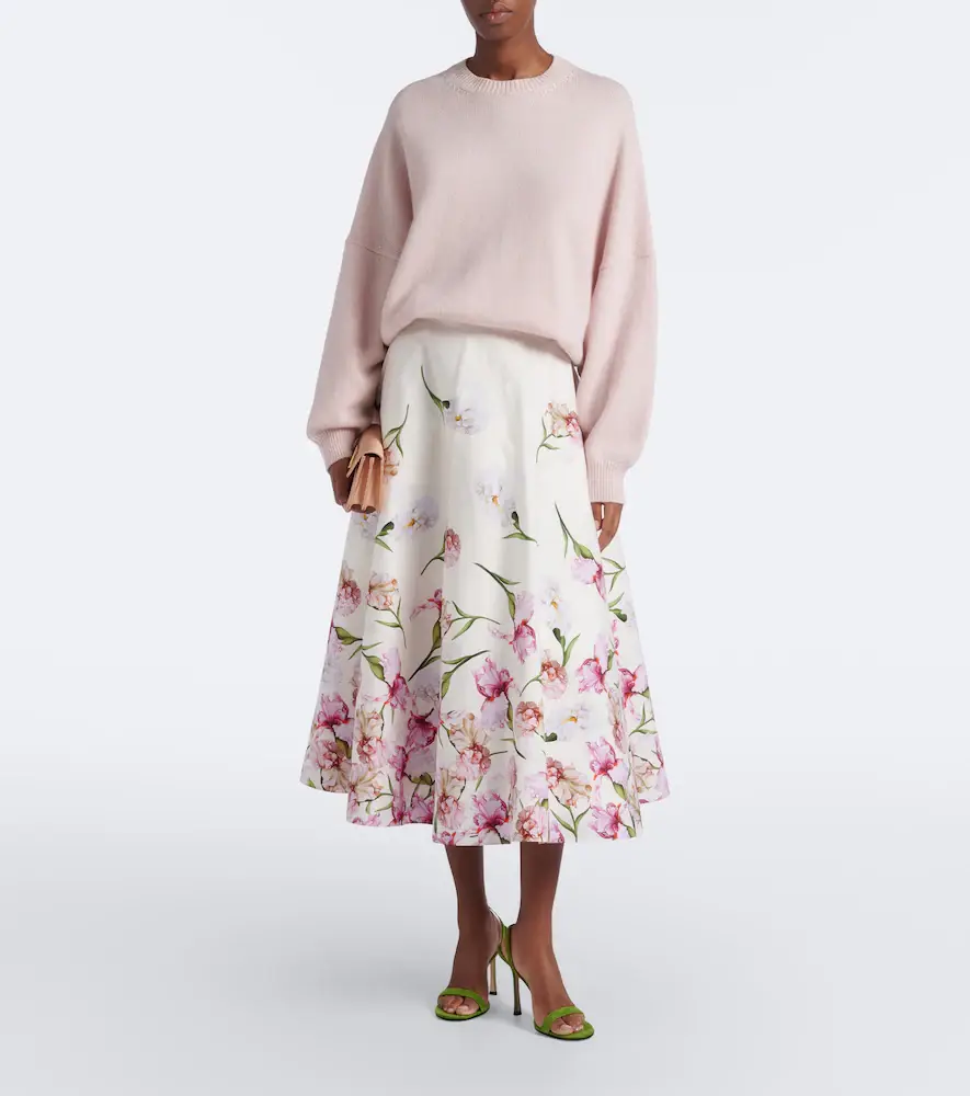 Oscar de la Renta Floral cotton-blend poplin midi skirt | Thumbnail 5 Oscar de la Renta Floral cotton-blend poplin midi skirt | Thumbnail 5