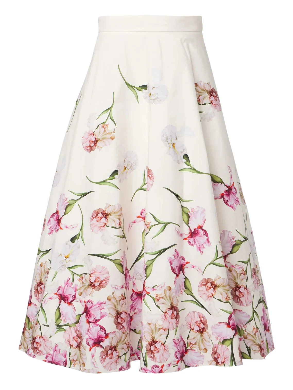Oscar de la Renta Floral cotton-blend poplin midi skirt