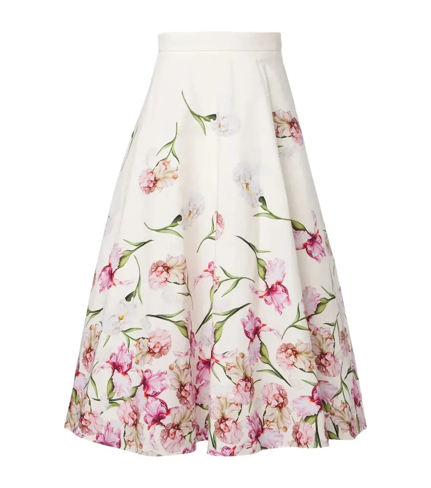 Floral cotton-blend poplin midi skirt Floral cotton-blend poplin midi skirt