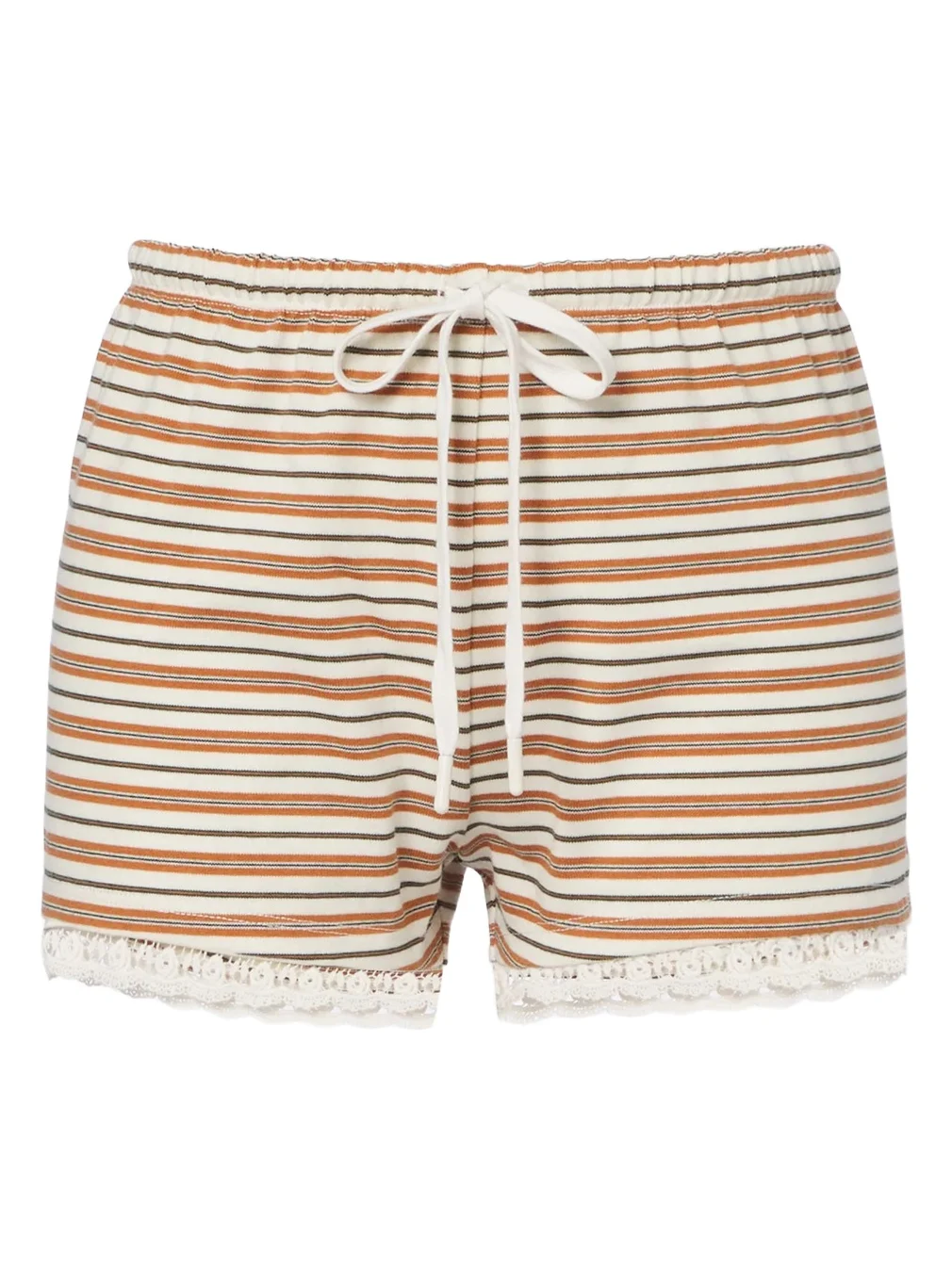Maeve lace-trimmed striped cotton shorts Maeve lace-trimmed striped cotton shorts