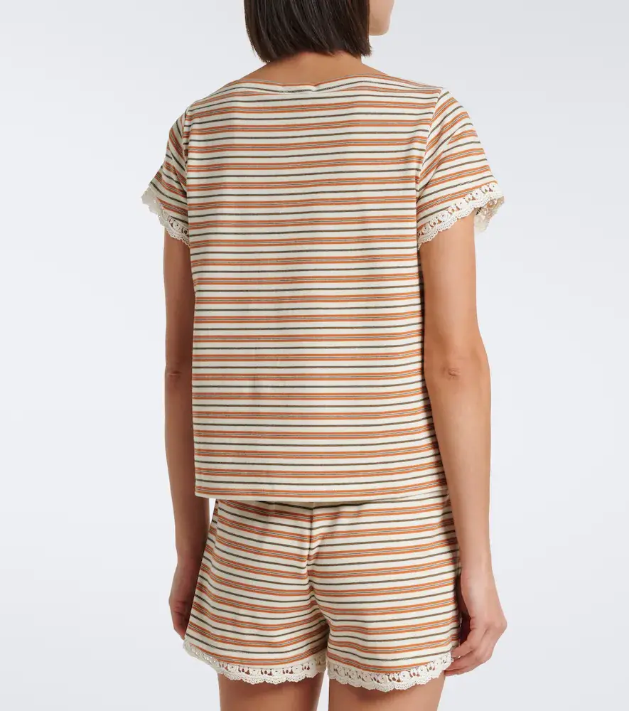 Posse Maeve lace-trimmed striped cotton T-shirt | Thumbnail 3