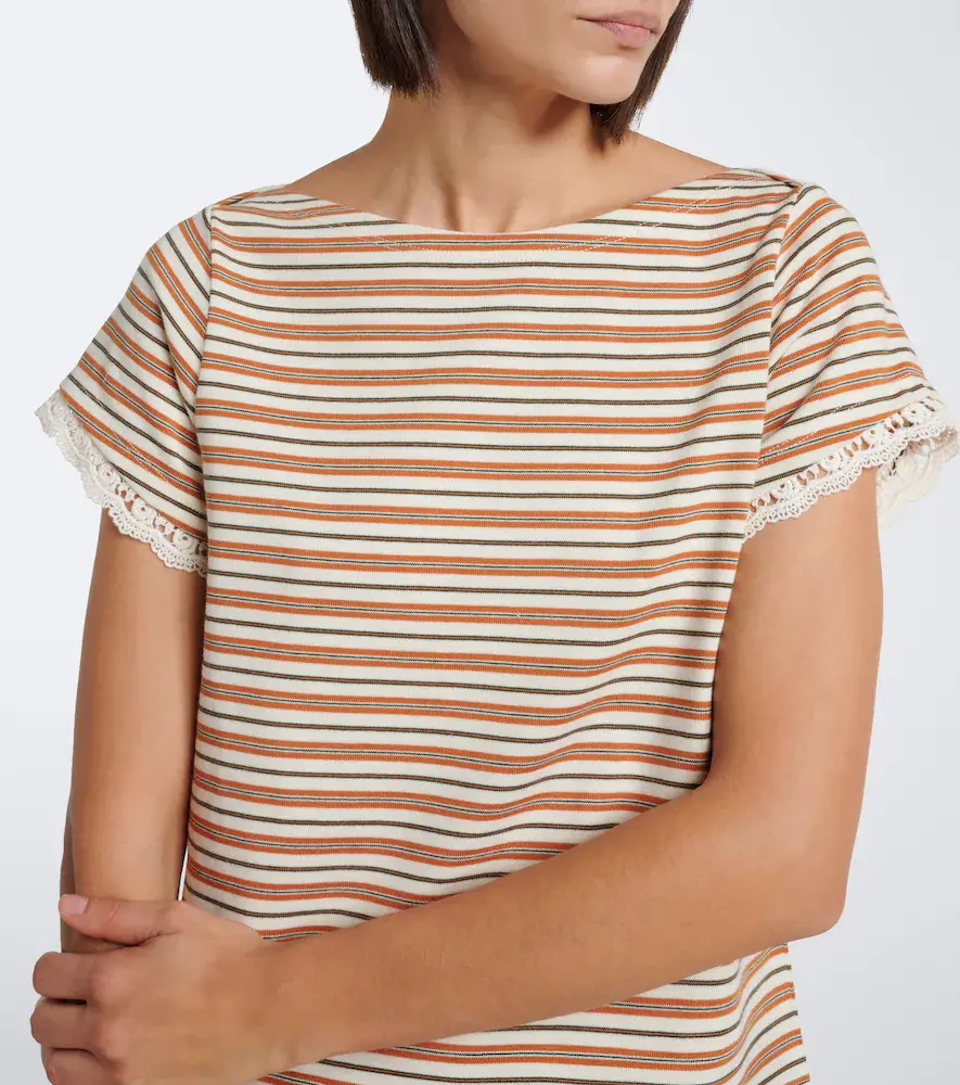 Posse Maeve lace-trimmed striped cotton T-shirt | Thumbnail 6