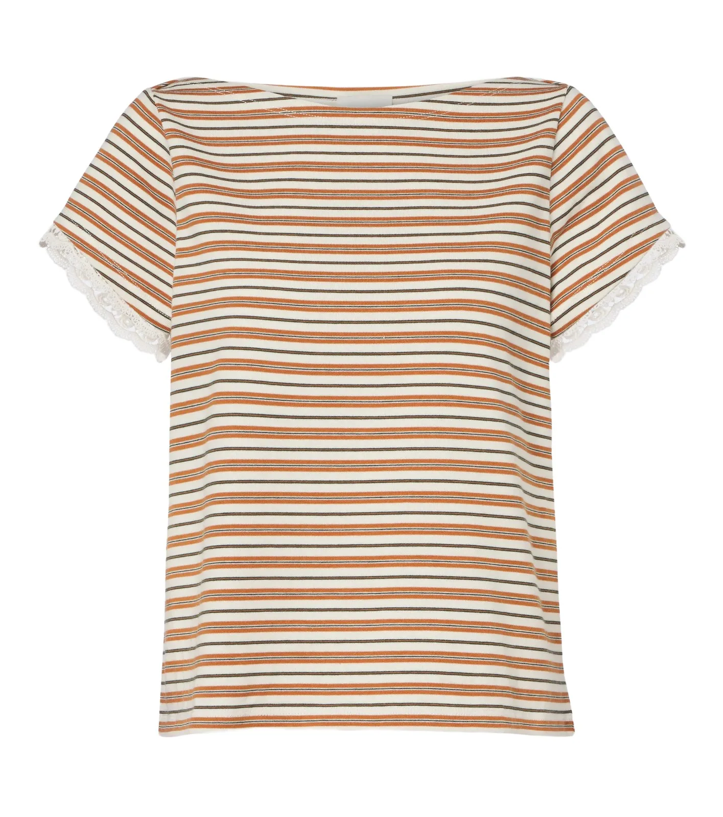 Posse Maeve lace-trimmed striped cotton T-shirt
