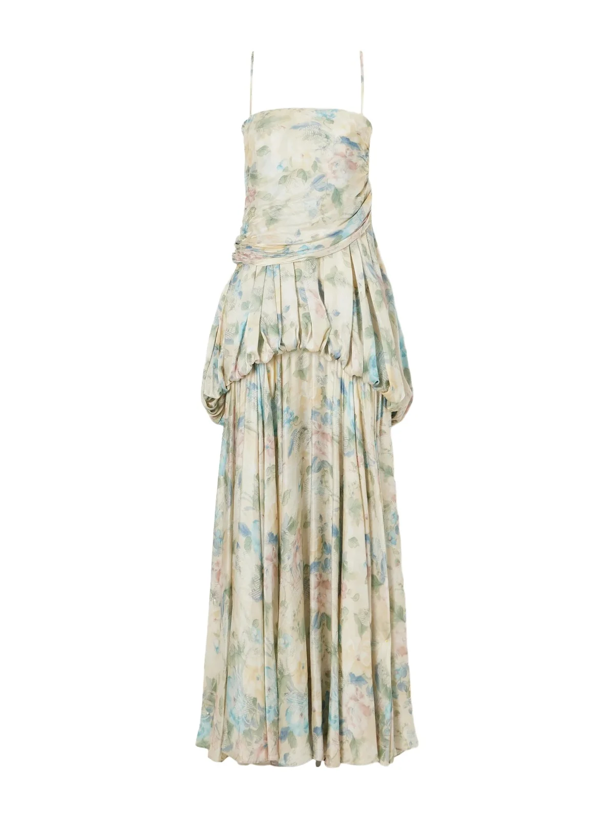 Clash Billow Cut-out Floral-print Silk-satin Maxi Dress