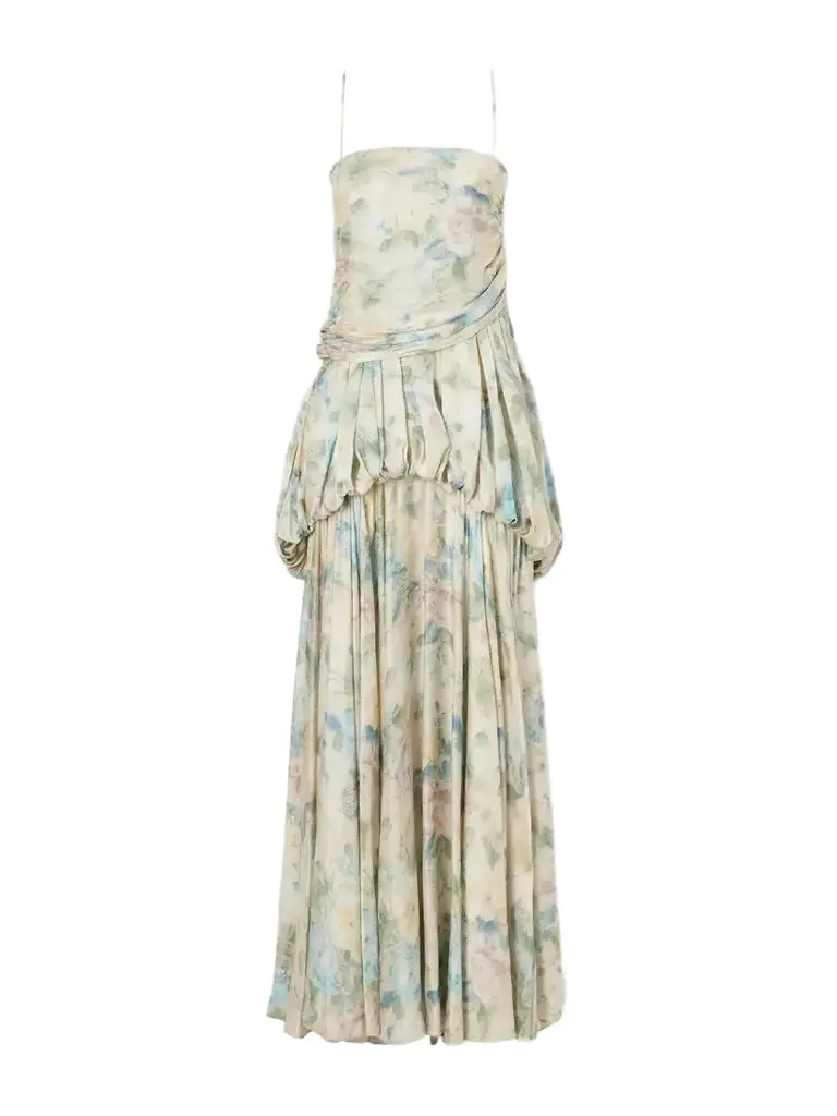 Clash Billow Cut-out Floral-print Silk-satin Maxi Dress Clash Billow Cut-out Floral-print Silk-satin Maxi Dress