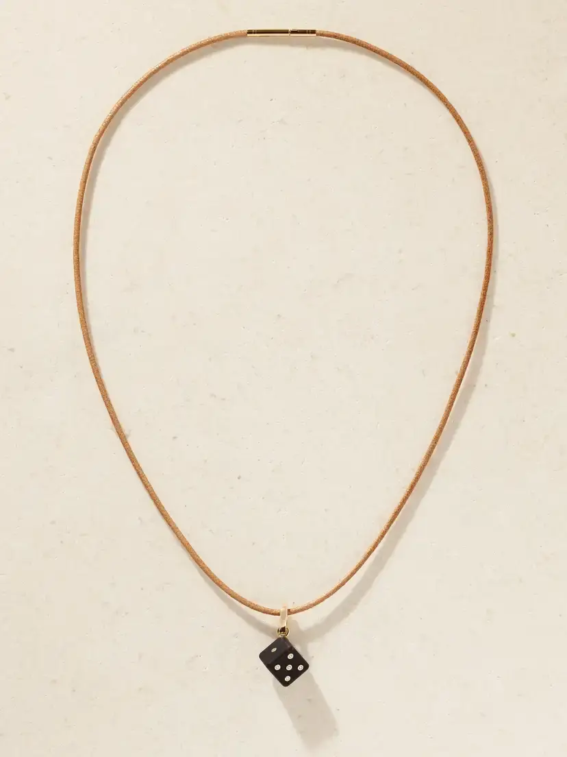 Marie Lichtenberg Dado 18-karat Gold, Diamond, Ebony And Leather Necklace | Thumbnail 4