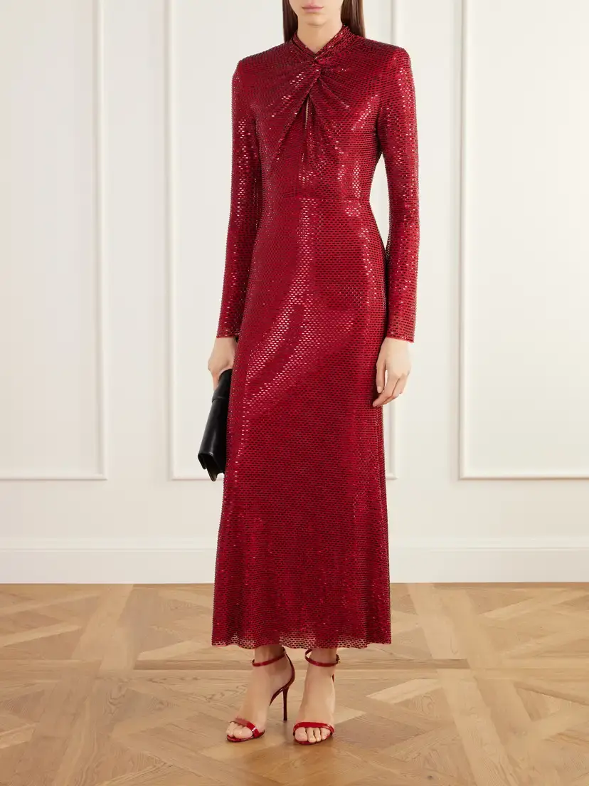 Self-Portrait Twisted Sequined Mesh Midi Dress | Thumbnail 2