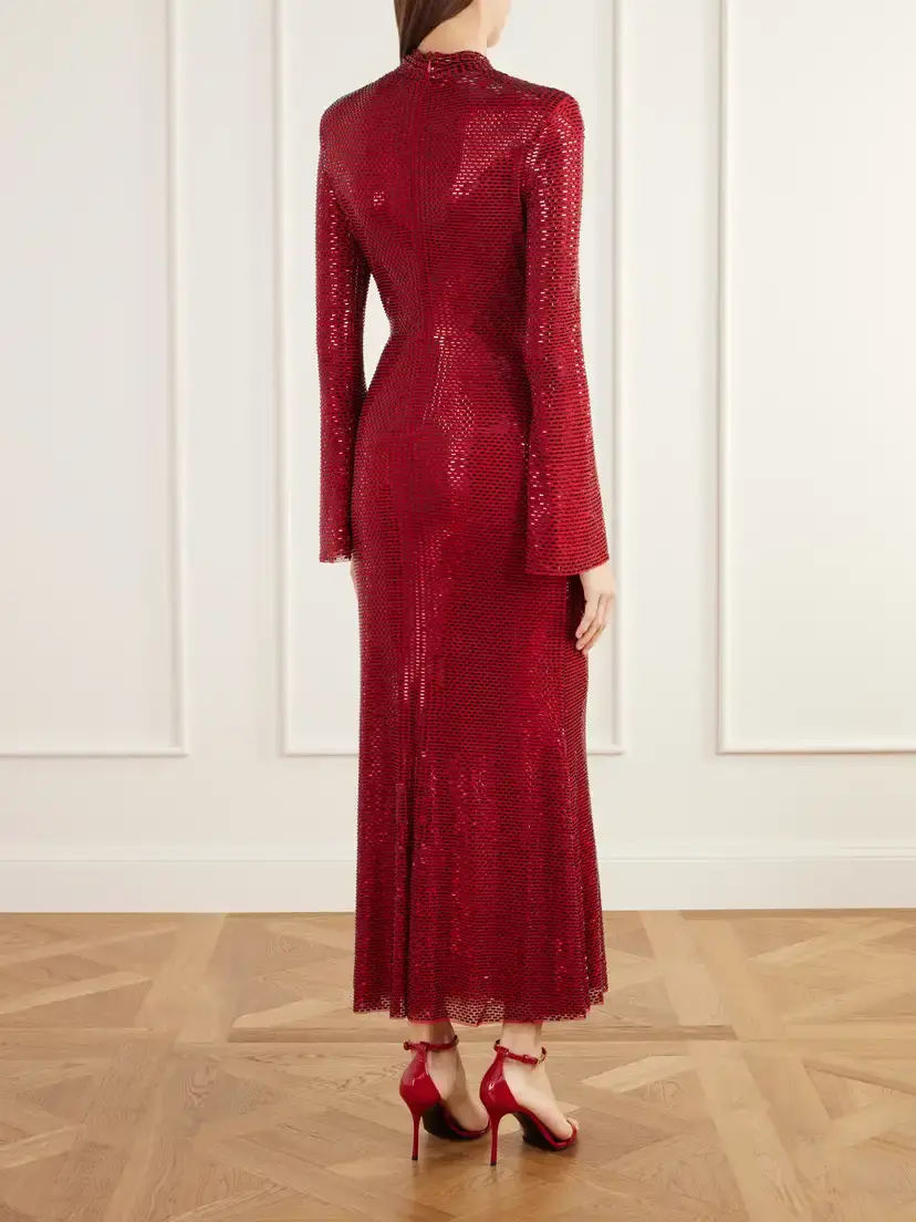 Self-Portrait Twisted Sequined Mesh Midi Dress | Thumbnail 3