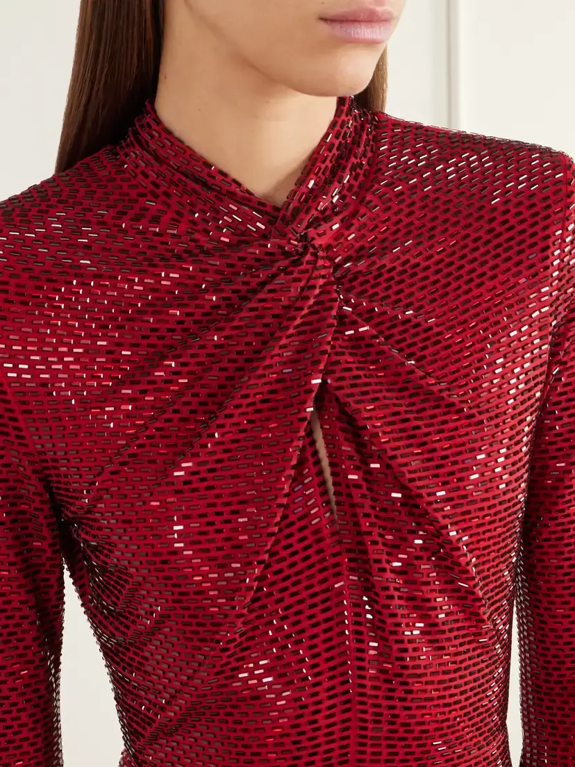 Self-Portrait Twisted Sequined Mesh Midi Dress | Thumbnail 4