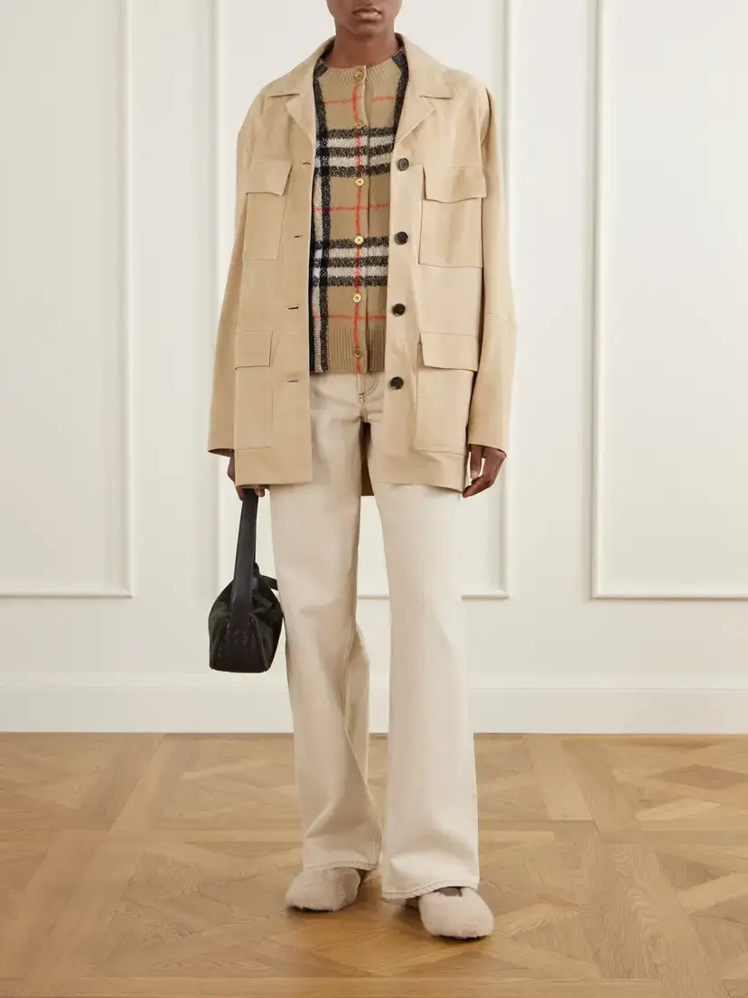 Burberry Buckle-detailed Check-trimmed Shearling Ballet Flats | Thumbnail 4