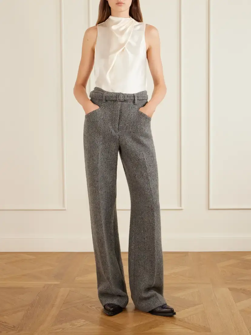 Gabriela Hearst Norman Herringbone Cashmere And Wool-blend Bouclé Wide-leg Pants | Thumbnail 2
