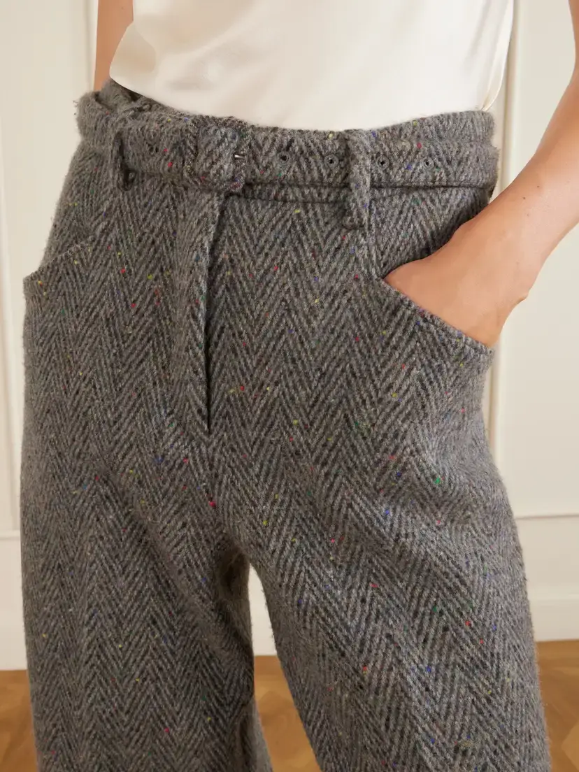 Gabriela Hearst Norman Herringbone Cashmere And Wool-blend Bouclé Wide-leg Pants | Thumbnail 4