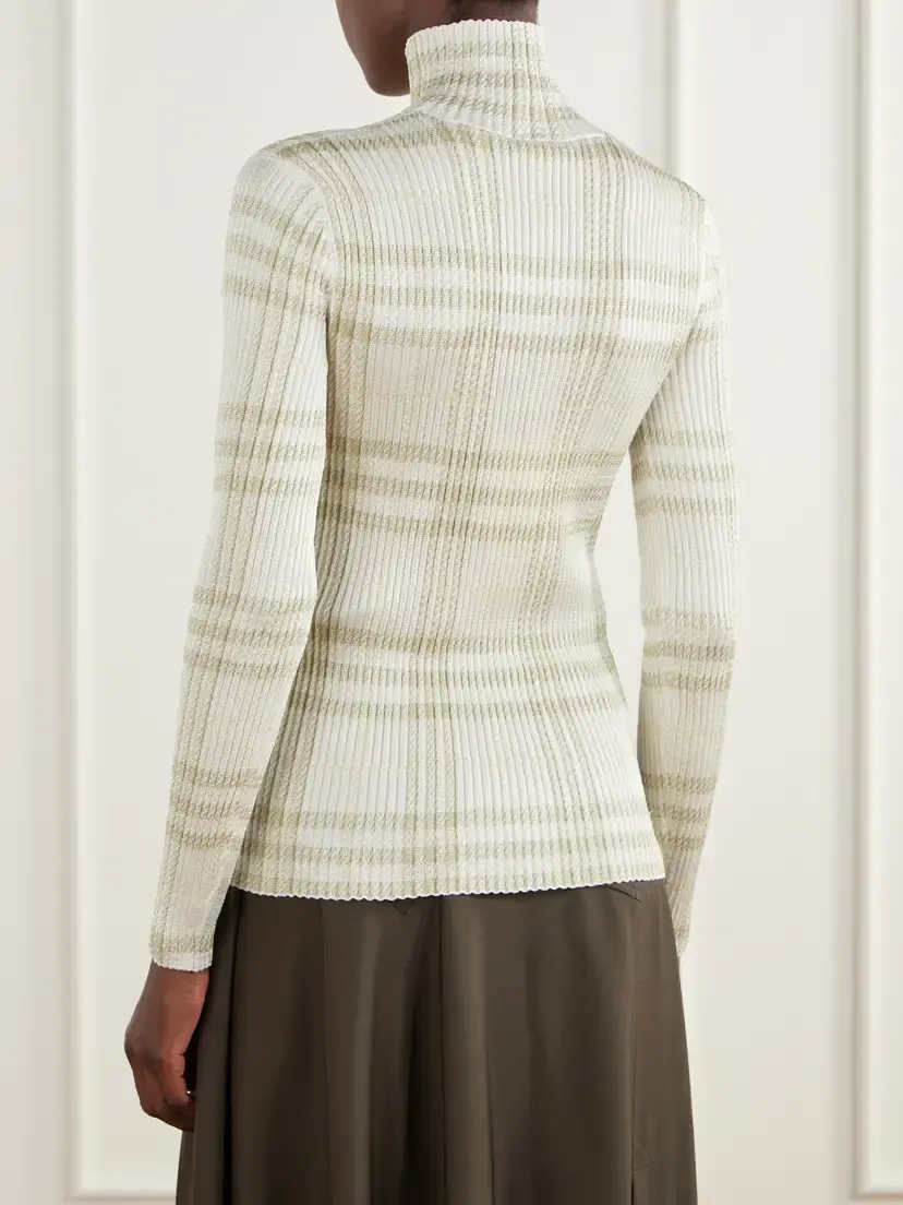 Burberry Genevia Checked Knitted Turtleneck Sweater | Thumbnail 4 Burberry Genevia Checked Knitted Turtleneck Sweater | Thumbnail 4