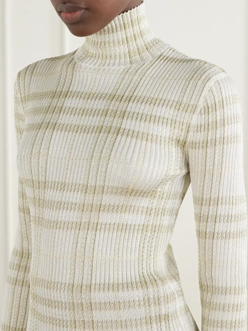 Burberry Genevia Checked Knitted Turtleneck Sweater | Thumbnail 5 Burberry Genevia Checked Knitted Turtleneck Sweater | Thumbnail 5
