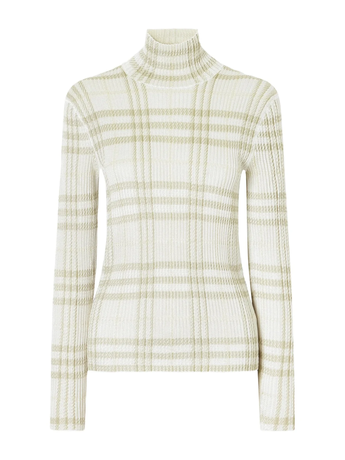 Genevia Checked Knitted Turtleneck Sweater