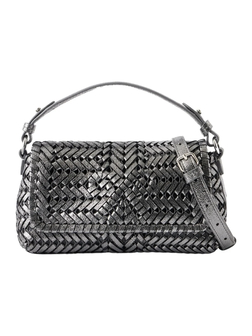 The Neeson New Metallic Woven Leather Top-handle Bag The Neeson New Metallic Woven Leather Top-handle Bag