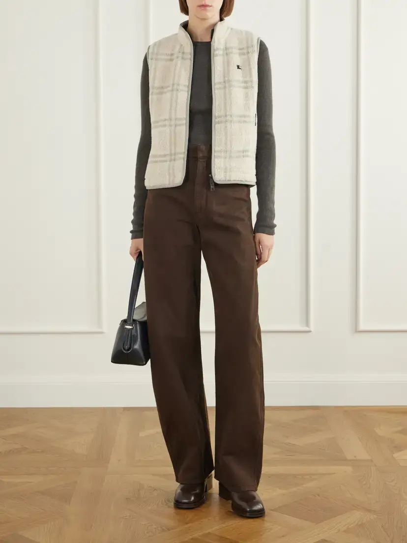 Burberry Logo-embroidered Checked Wool And Cashmere-blend Gilet - Neutrals | Thumbnail 2 Burberry Logo-embroidered Checked Wool And Cashmere-blend Gilet - Neutrals | Thumbnail 2
