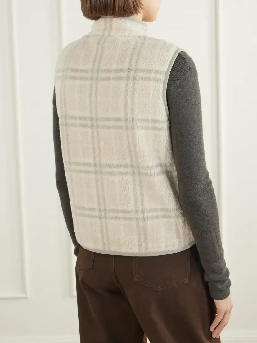 Burberry Logo-embroidered Checked Wool And Cashmere-blend Gilet - Neutrals | Thumbnail 4 Burberry Logo-embroidered Checked Wool And Cashmere-blend Gilet - Neutrals | Thumbnail 4