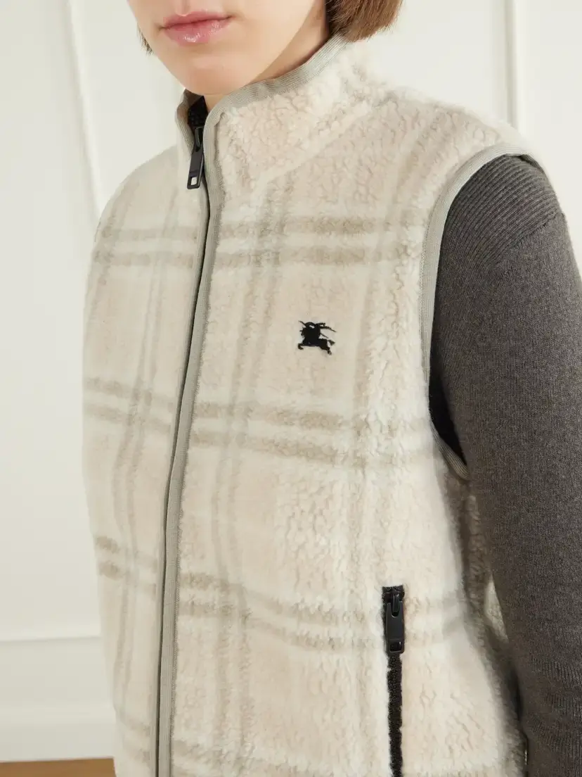Burberry Logo-embroidered Checked Wool And Cashmere-blend Gilet - Neutrals | Thumbnail 5 Burberry Logo-embroidered Checked Wool And Cashmere-blend Gilet - Neutrals | Thumbnail 5