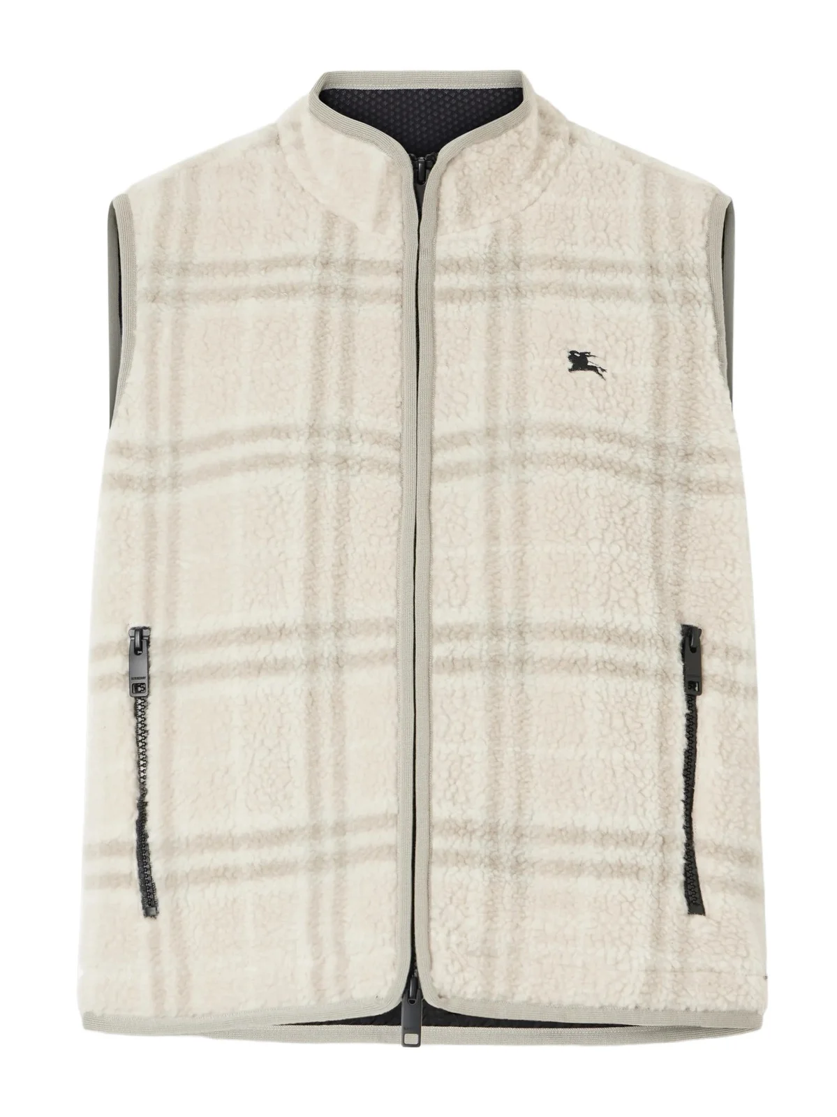Burberry Logo-embroidered Checked Wool And Cashmere-blend Gilet - Neutrals