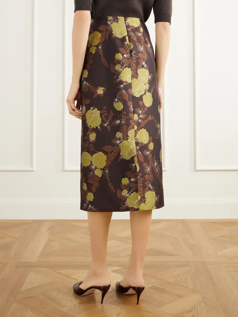 La DoubleJ Metallic Floral-jacquard Twill Midi Skirt | Thumbnail 4