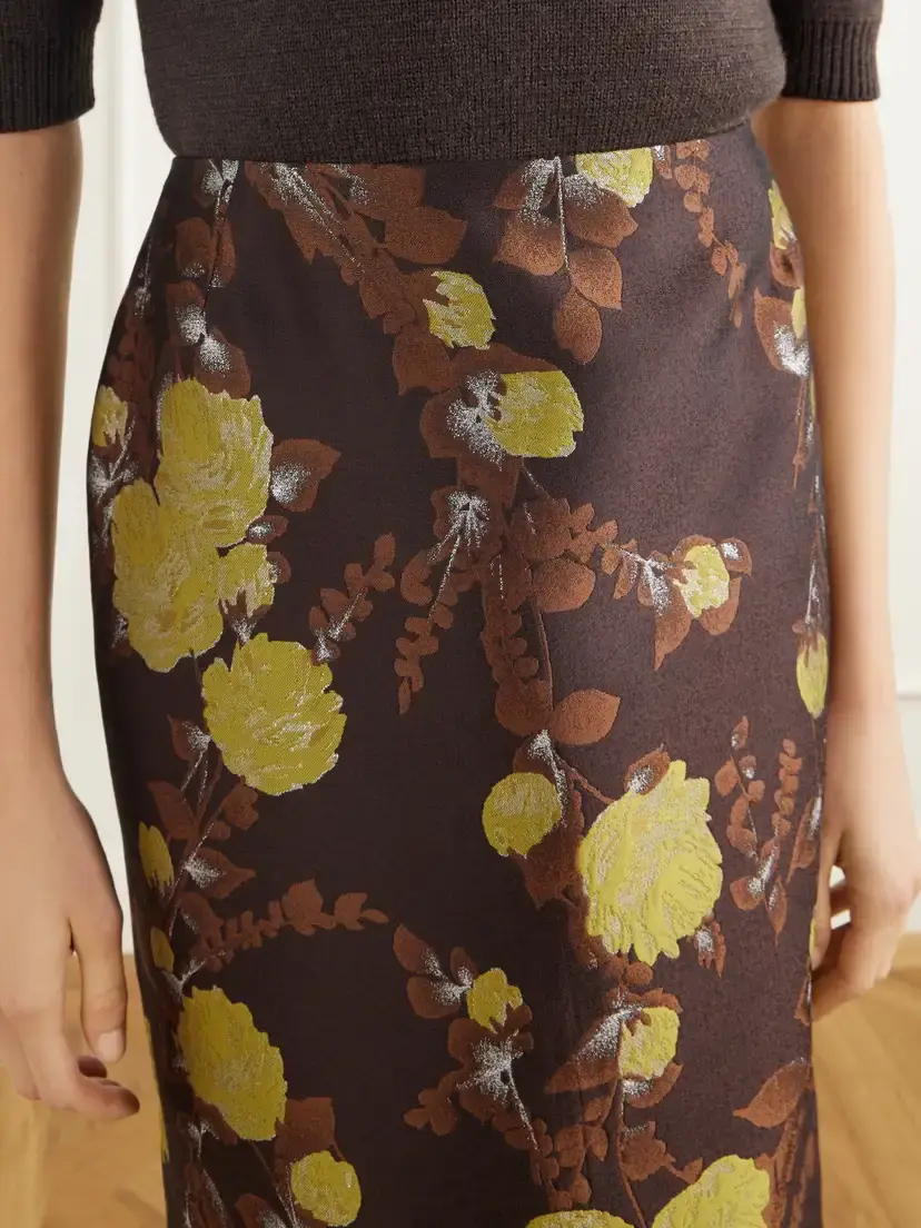 La DoubleJ Metallic Floral-jacquard Twill Midi Skirt | Thumbnail 5