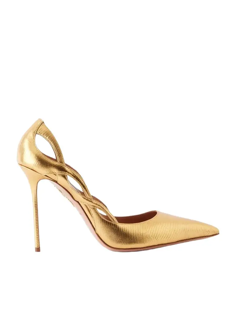 Aquazzura Contour 105 Metallic Lizard-effect Leather Pumps