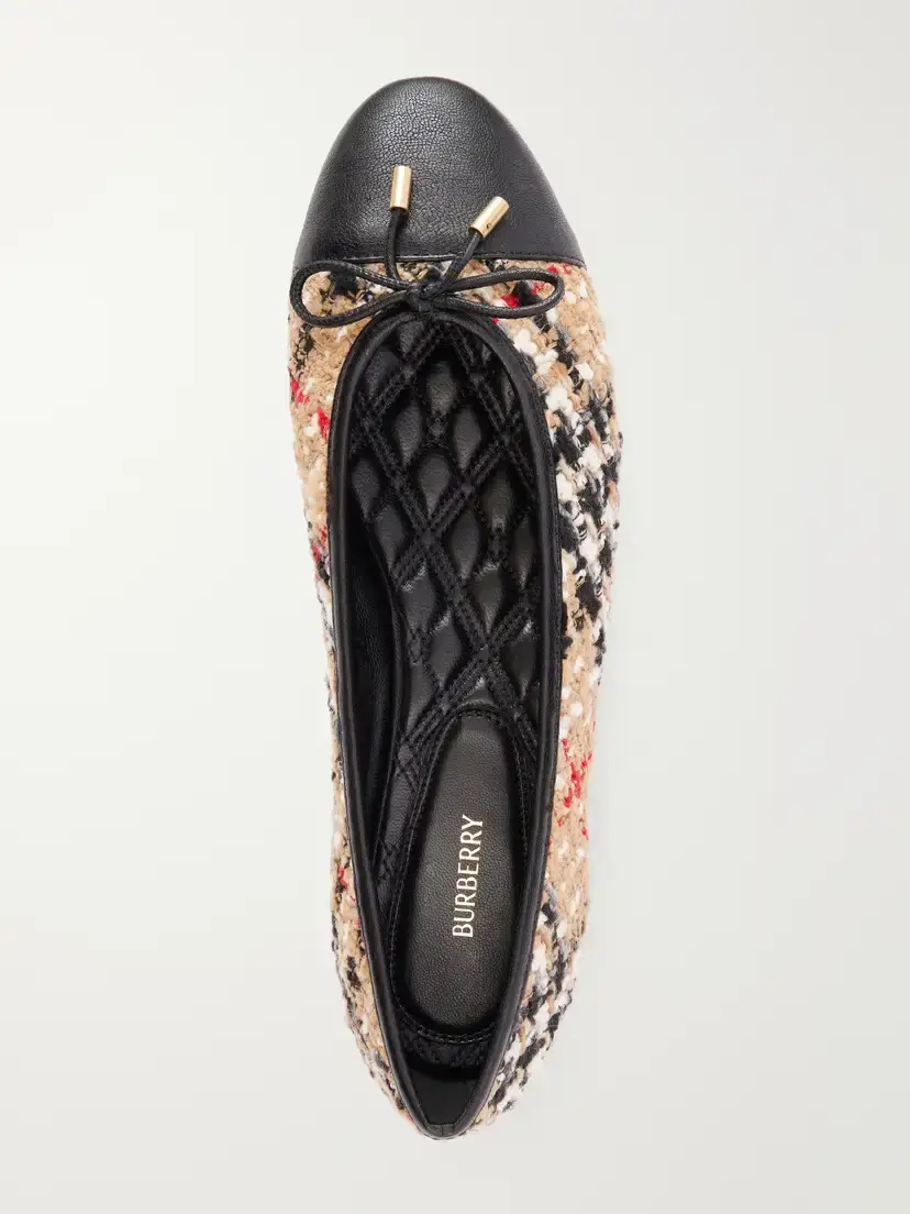 Burberry Checked Leather-trimmed Bouclé Ballet Flats | Thumbnail 6 Burberry Checked Leather-trimmed Bouclé Ballet Flats | Thumbnail 6