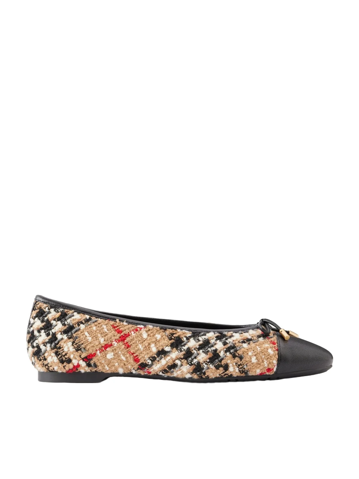 Burberry Checked Leather-trimmed Bouclé Ballet Flats