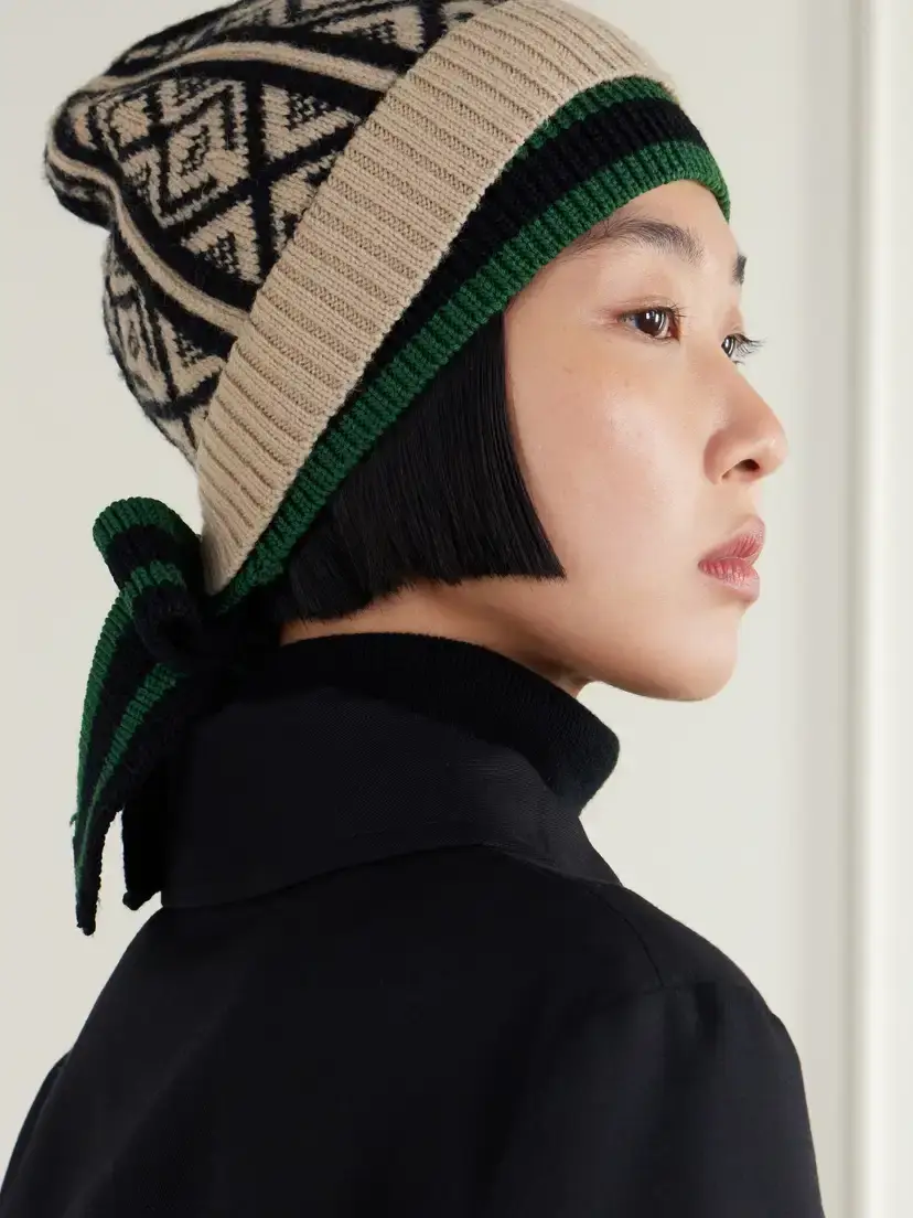 Dries Van Noten Tie-detailed Intarsia-wool Beanie | Thumbnail 4