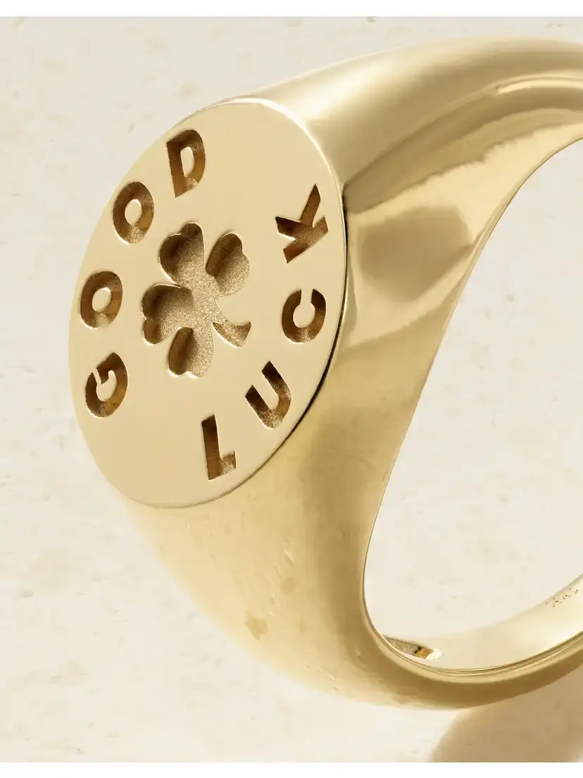 Jennifer Meyer Good Luck & Clover 18-karat Gold Signet Ring | Thumbnail 4