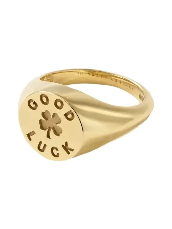 Jennifer Meyer Good Luck & Clover 18-karat Gold Signet Ring