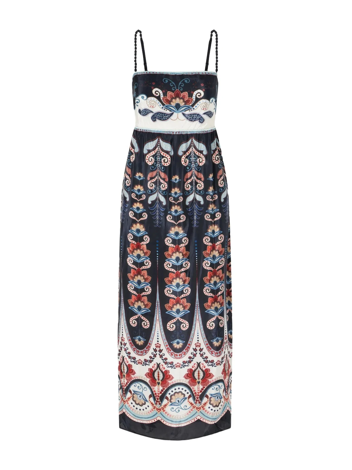 Nikita Winter Bead-embellished Printed Charmeuse Midi Dress Nikita Winter Bead-embellished Printed Charmeuse Midi Dress