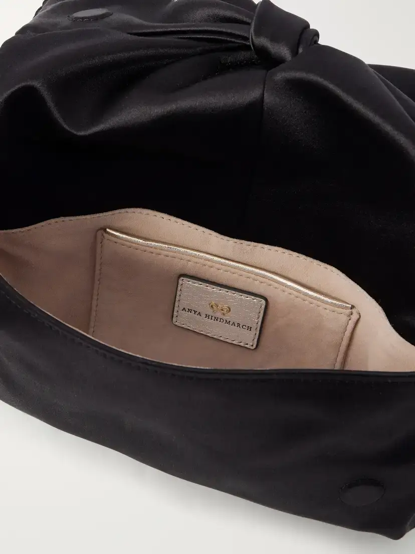 Anya Hindmarch Bow Fringed-trimmed Satin Clutch | Thumbnail 6