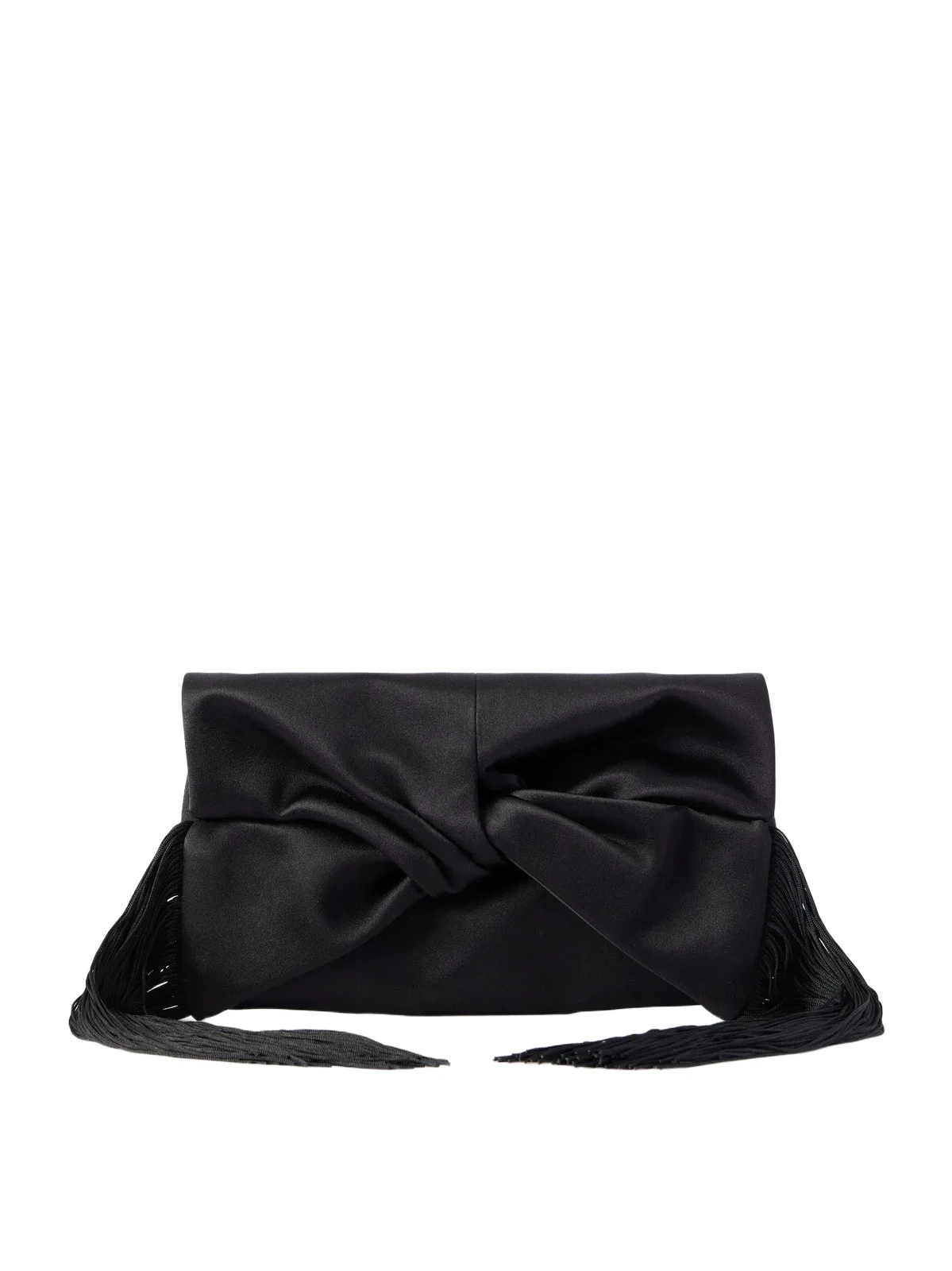 Anya Hindmarch Bow Fringed-trimmed Satin Clutch
