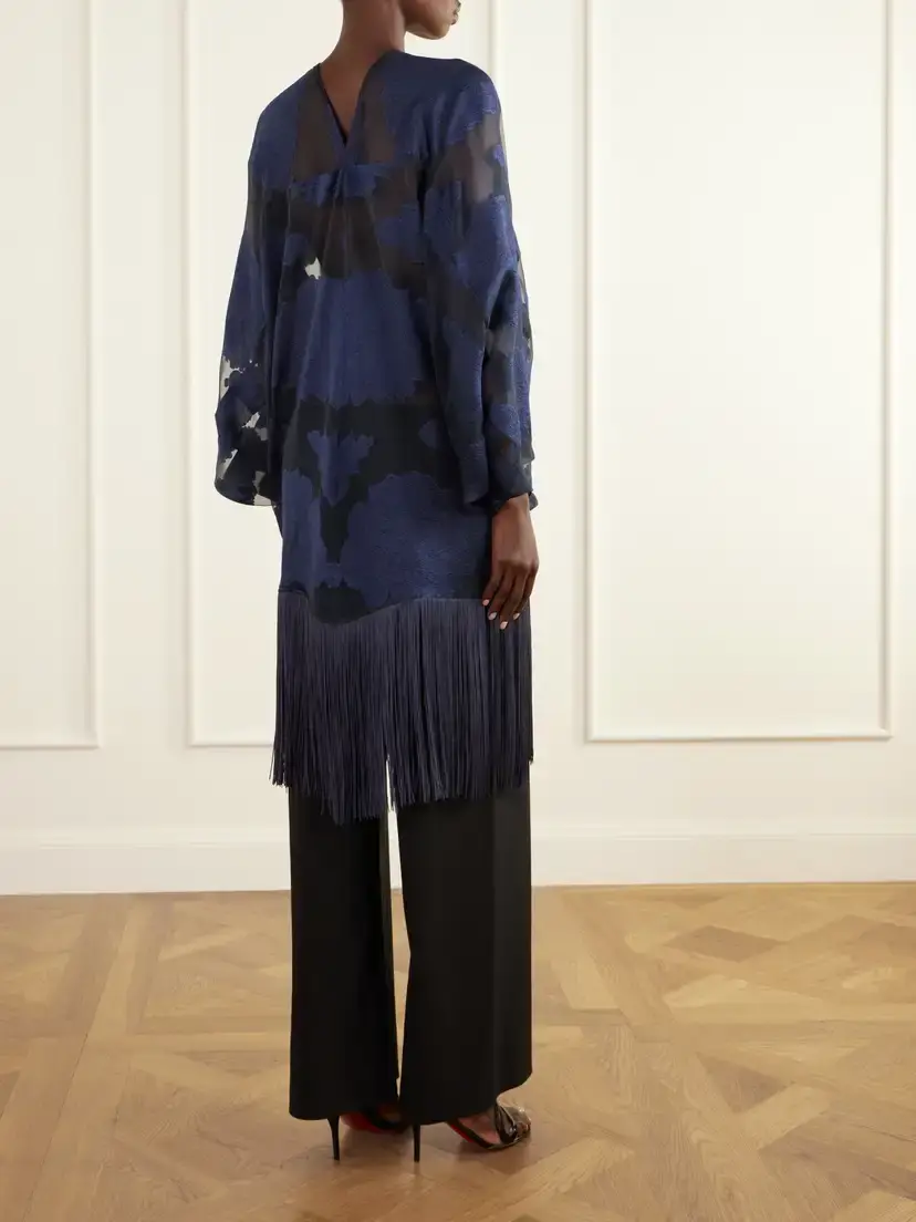 Taller Marmo 1920 Fringe-trimmed Silk-chiffon Fil Coupé Blouse | Thumbnail 3 Taller Marmo 1920 Fringe-trimmed Silk-chiffon Fil Coupé Blouse | Thumbnail 3