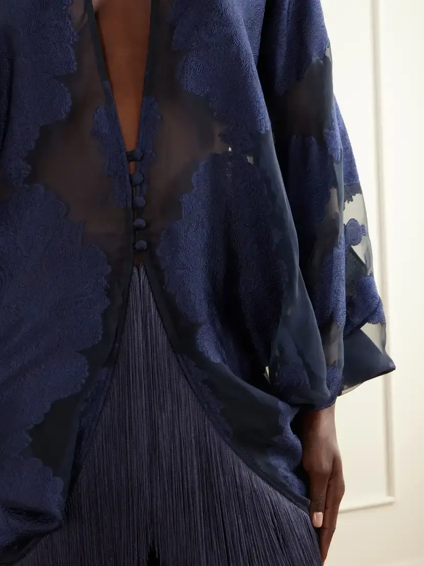 Taller Marmo 1920 Fringe-trimmed Silk-chiffon Fil Coupé Blouse | Thumbnail 4 Taller Marmo 1920 Fringe-trimmed Silk-chiffon Fil Coupé Blouse | Thumbnail 4