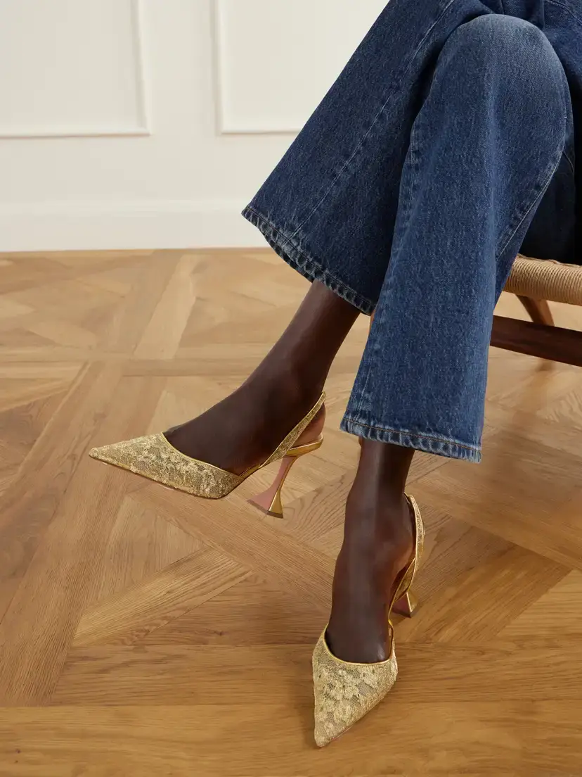 Amina Muaddi Holli 95 Leather-trimmed Lace Pumps | Thumbnail 2 Amina Muaddi Holli 95 Leather-trimmed Lace Pumps | Thumbnail 2