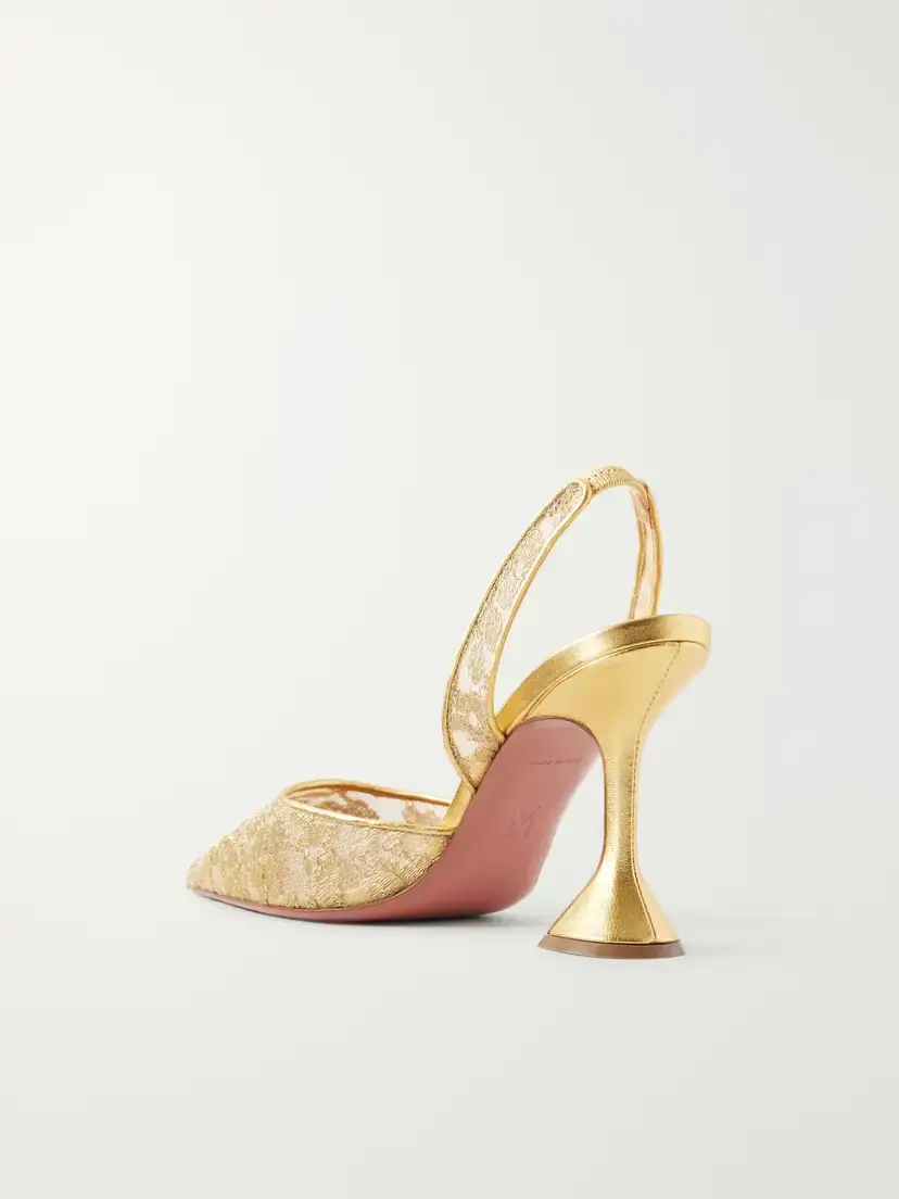 Amina Muaddi Holli 95 Leather-trimmed Lace Pumps | Thumbnail 3 Amina Muaddi Holli 95 Leather-trimmed Lace Pumps | Thumbnail 3
