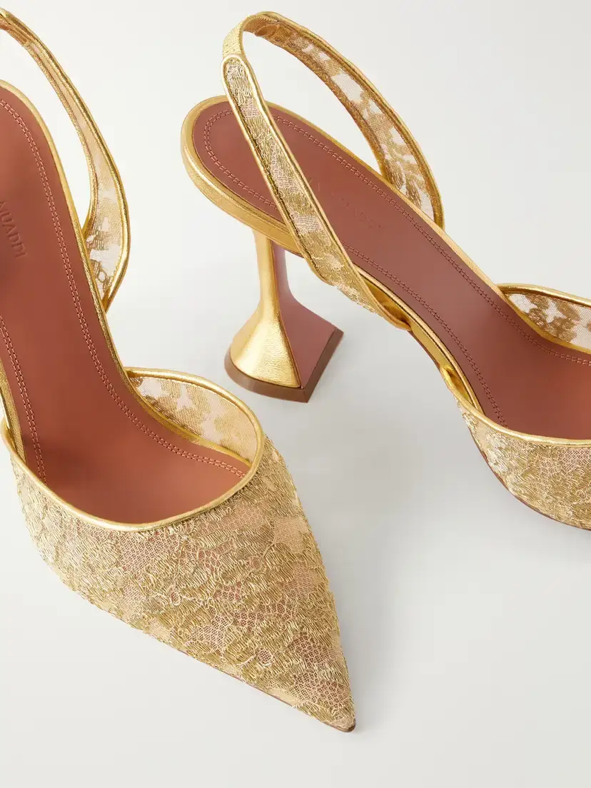 Amina Muaddi Holli 95 Leather-trimmed Lace Pumps | Thumbnail 5 Amina Muaddi Holli 95 Leather-trimmed Lace Pumps | Thumbnail 5