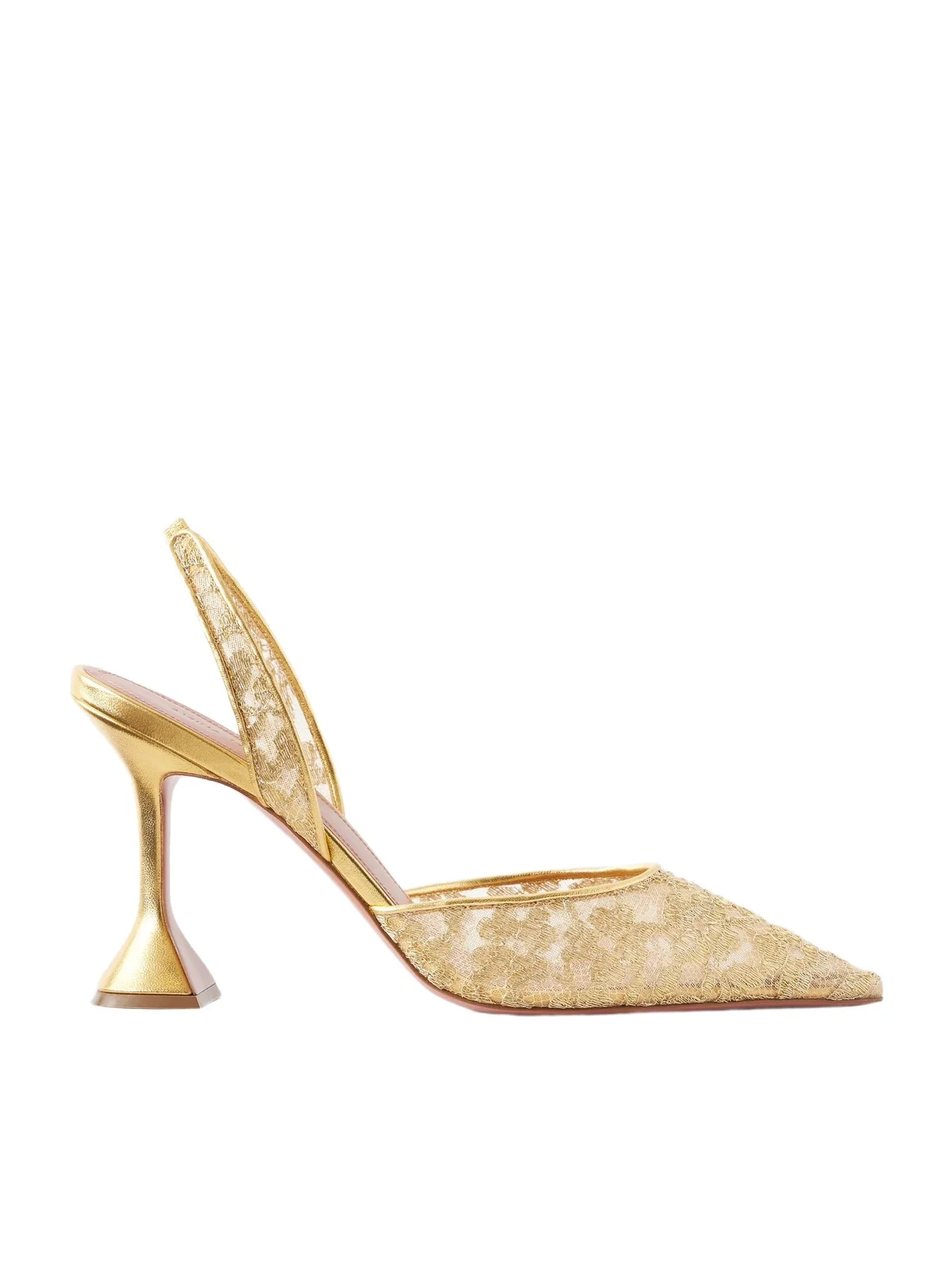 Amina Muaddi Holli 95 Leather-trimmed Lace Pumps