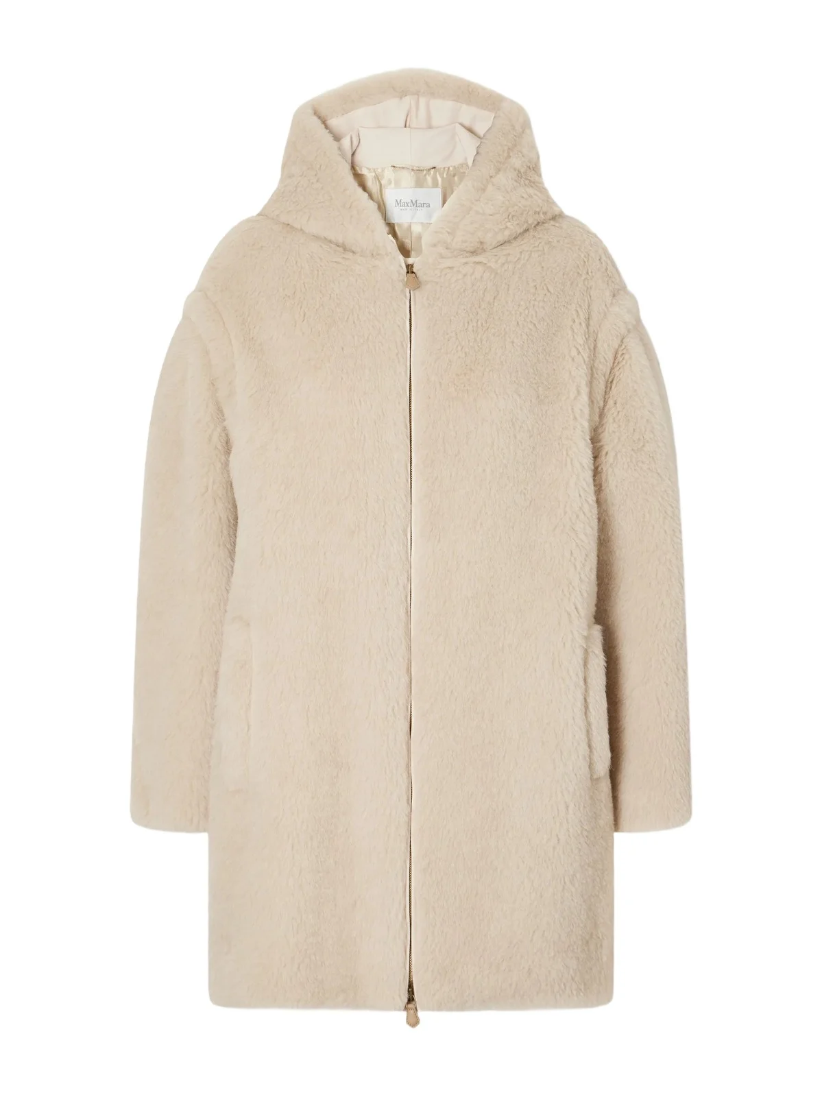 Max Mara Spadino Teddy Hooded Alpaca, Wool And Silk-blend Coat - Neutrals