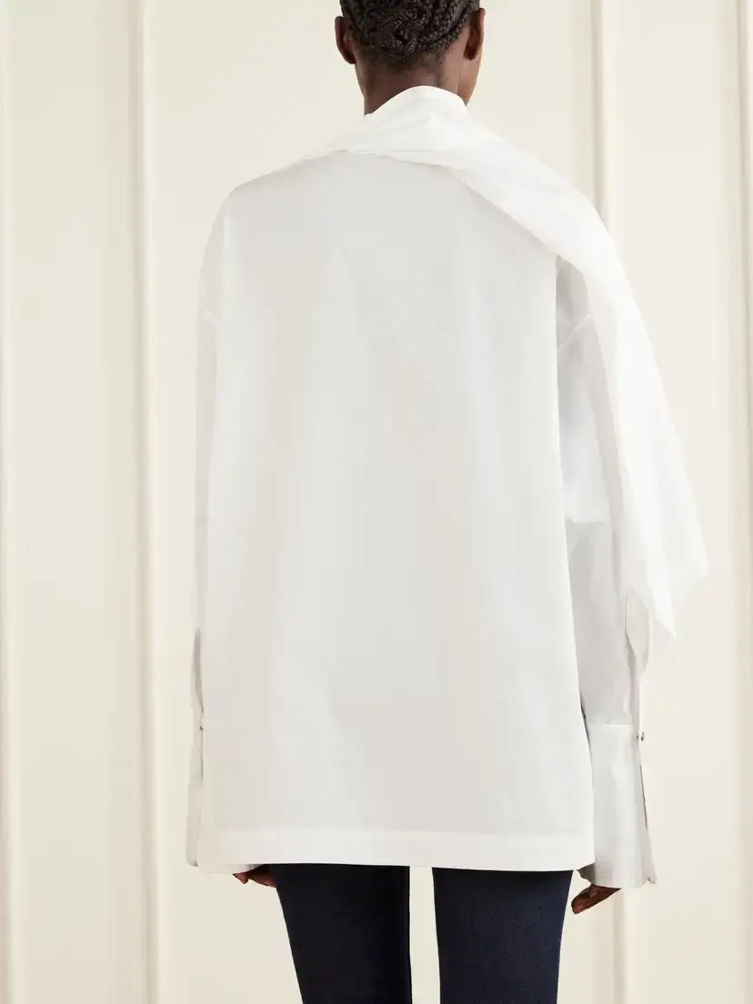 Zimmermann Clash Tie-detailed Asymmetric Cotton-poplin Shirt | Thumbnail 3