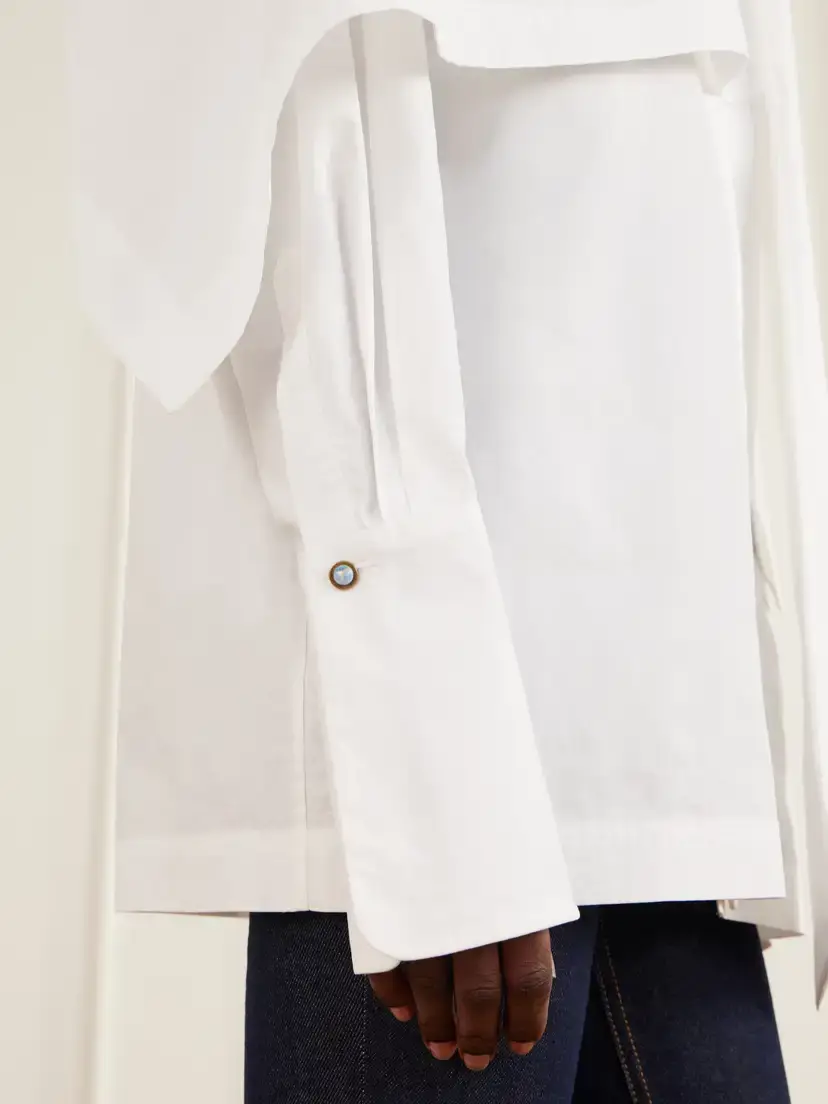 Zimmermann Clash Tie-detailed Asymmetric Cotton-poplin Shirt | Thumbnail 4
