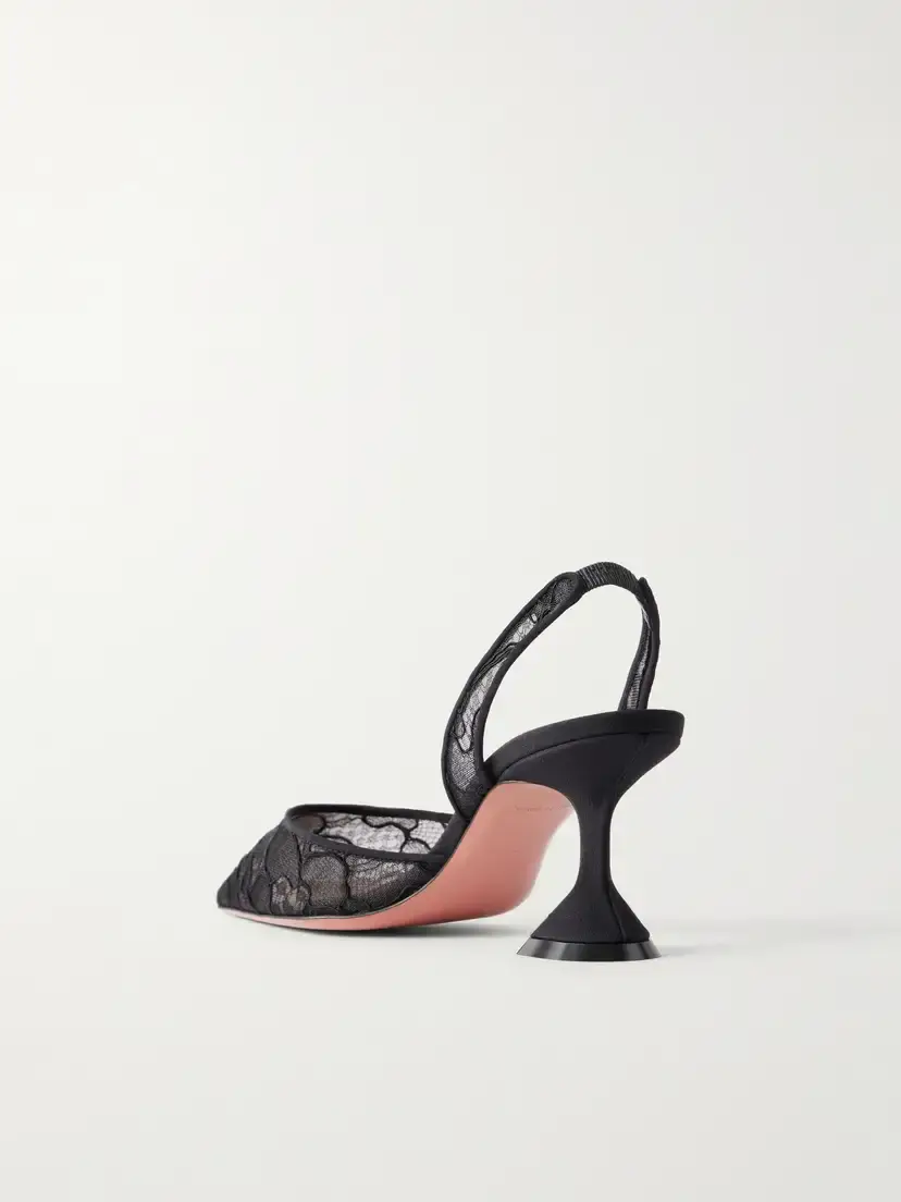 Amina Muaddi Holli 70 Satin-trimmed Lace Pumps | Thumbnail 2 Amina Muaddi Holli 70 Satin-trimmed Lace Pumps | Thumbnail 2