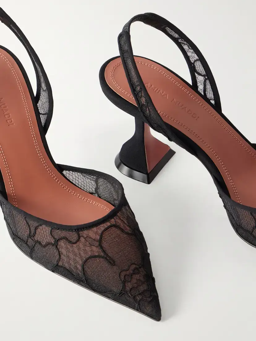 Amina Muaddi Holli 70 Satin-trimmed Lace Pumps | Thumbnail 3 Amina Muaddi Holli 70 Satin-trimmed Lace Pumps | Thumbnail 3